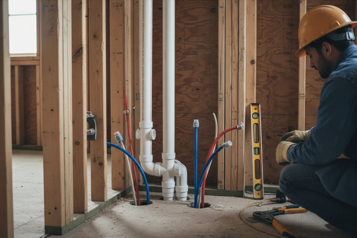 Drain and supply rough-in during Drain Cleaning in Mc Roberts